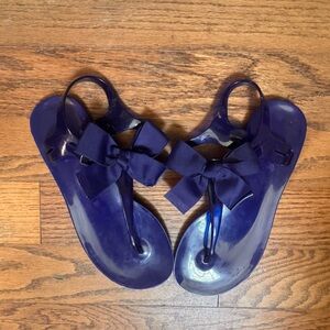 BCBG Women's Navy Bow Jelly Sandals